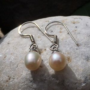 Freshwater Pearl Drop Earrings - Sterling Hooks